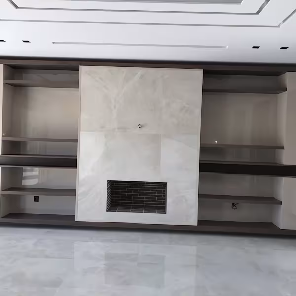 Σύνθεση Τοίχου: Σκούρο Ξύλο, Μπεζ Λάκα, Μάρμαρο & Τζάκι ∣ Custom, Ειδικές κατασκευές επίπλων, Σύνθεση τοίχου, Τζάκι, Μάρμαρο, Σκούρο ξύλο, Custom κατασκευή