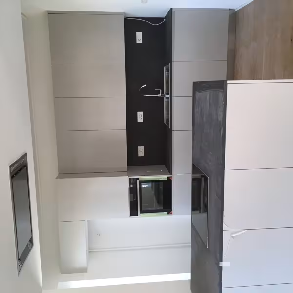 Μοντέρνα Γκρι/Λευκά Ντουλάπια, Νησίδα, Minimalist Στυλ, Έπιπλα κουζίνας, Ντουλάπια κουζίνας, Γκρι λευκά ντουλάπια, Νησίδα, Μινιμαλιστικό στυλ, Custom κουζίνα